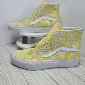 Vans Women's Sk8-Hi Tapered Swirl Lime High Top Skate Shoes Sneakers